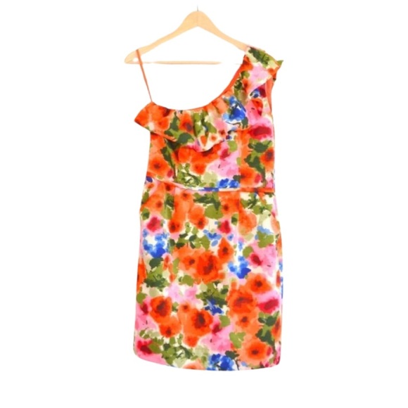 NWT ELIZA J Floral Print One Shoulder Dress - Picture 1 of 13